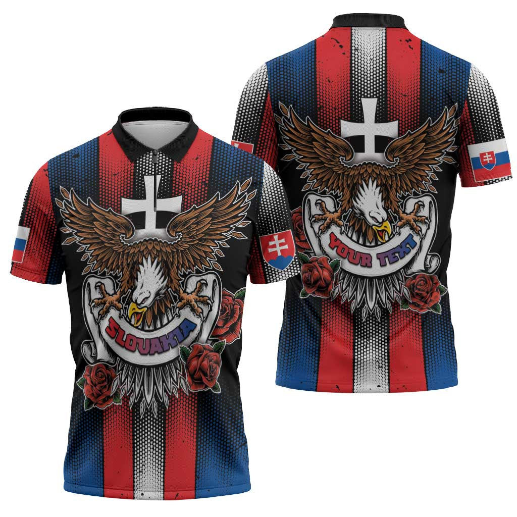 Personalized Slovakia Zipper Polo Shirt The Eagle Double Cross Symbol - Wonder Print Shop
