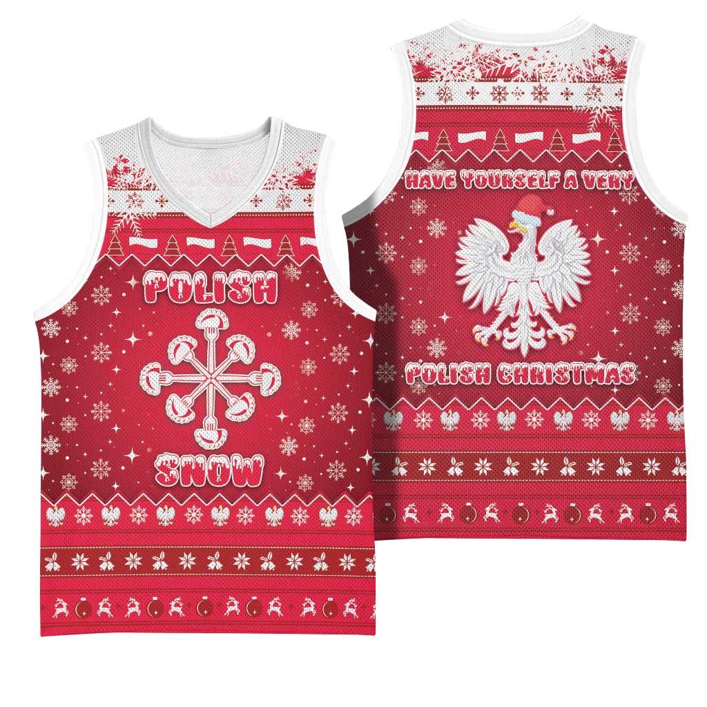 Poland Christmas Basketball Jersey Pierogi Polish Snow - Wonder Print Shop