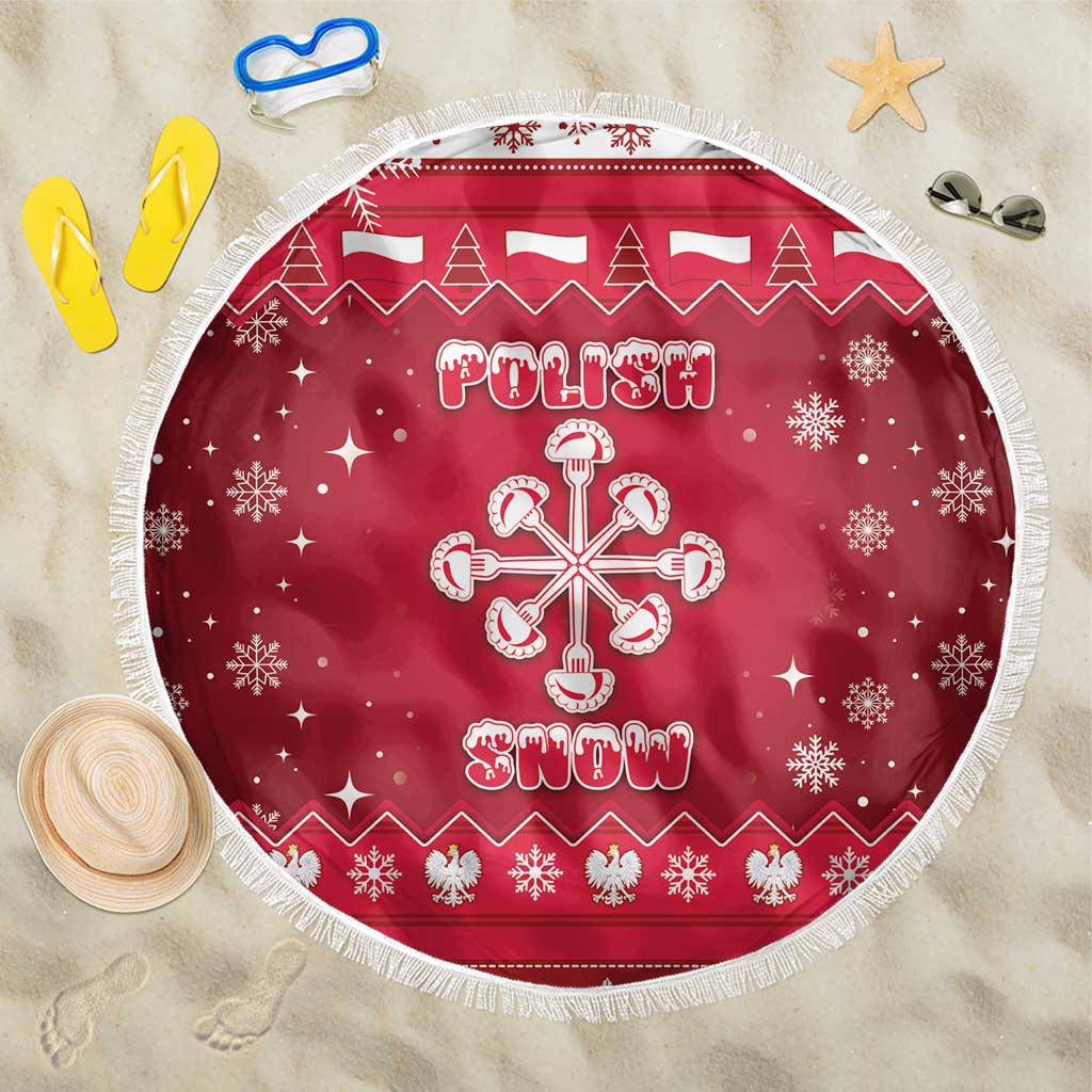 Poland Christmas Beach Blanket Pierogi Polish Snow - Wonder Print Shop