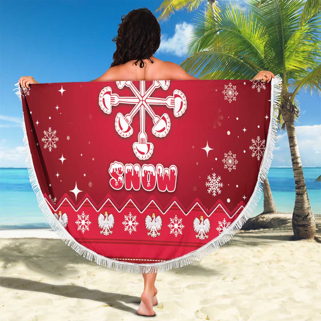 Poland Christmas Beach Blanket Pierogi Polish Snow - Wonder Print Shop