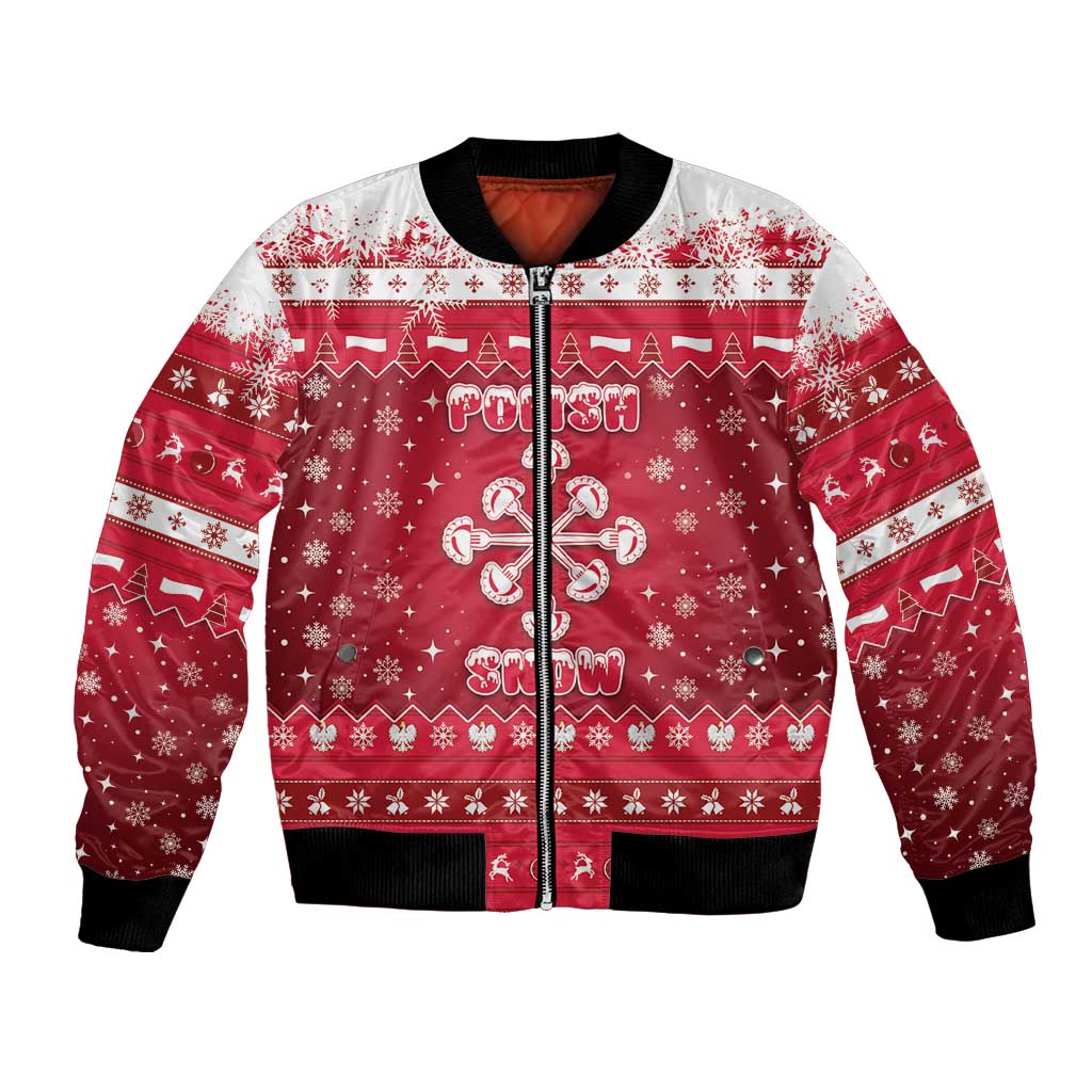Poland Christmas Bomber Jacket Pierogi Polish Snow - Wonder Print Shop
