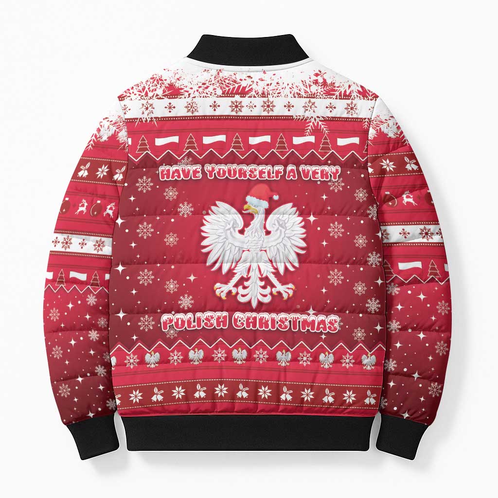 Poland Christmas Bomber Puffer Jacket Pierogi Polish Snow - Wonder Print Shop