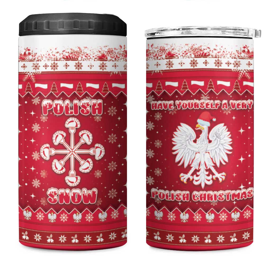 Poland Christmas 4 in 1 Can Cooler Tumbler Pierogi Polish Snow - Wonder Print Shop