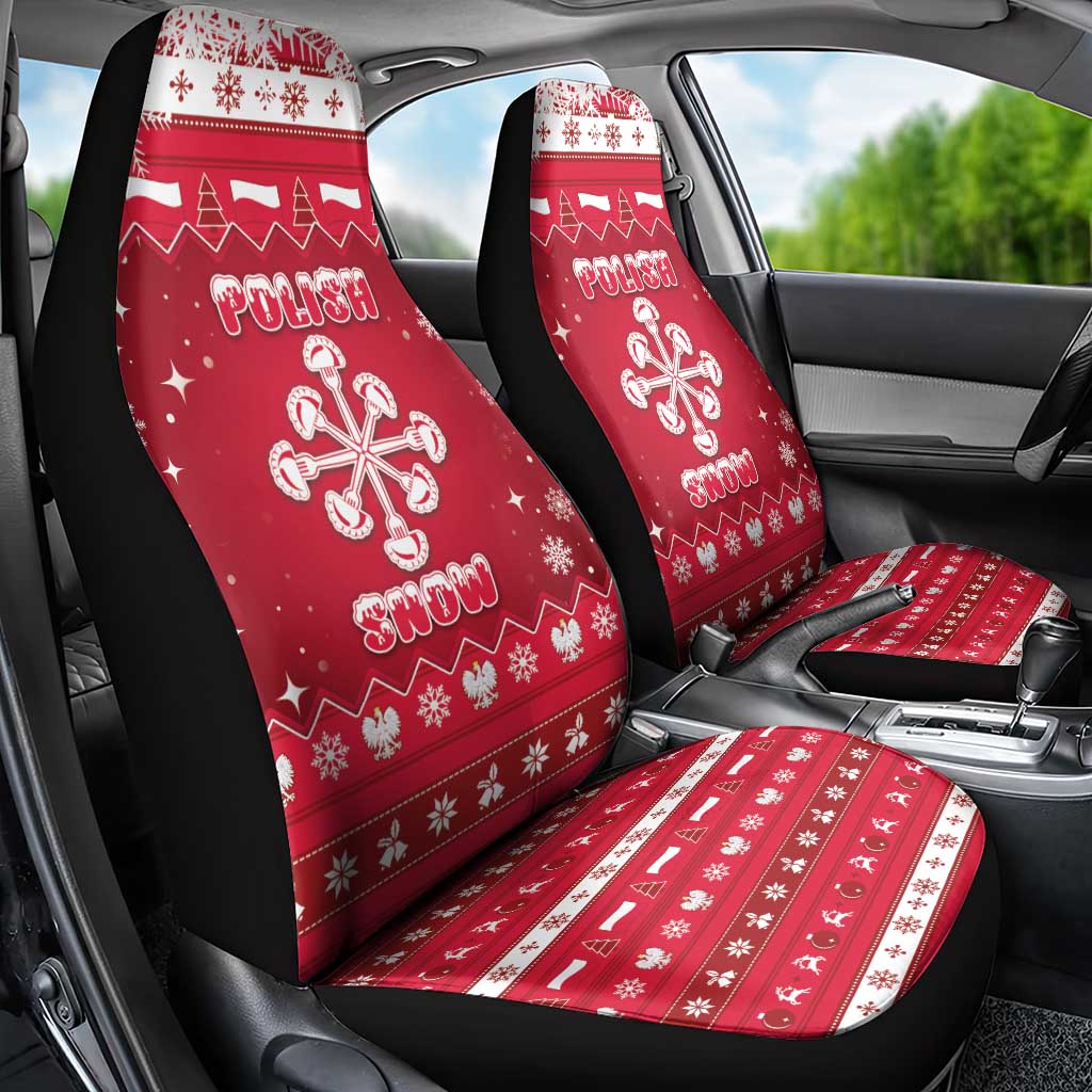 Poland Christmas Car Seat Cover Pierogi Polish Snow - Wonder Print Shop