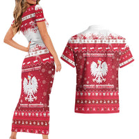 Poland Christmas Couples Matching Short Sleeve Bodycon Dress and Hawaiian Shirt Pierogi Polish Snow - Wonder Print Shop