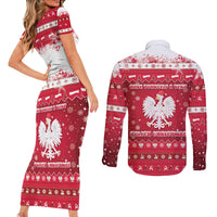 Poland Christmas Couples Matching Short Sleeve Bodycon Dress and Long Sleeve Button Shirt Pierogi Polish Snow - Wonder Print Shop