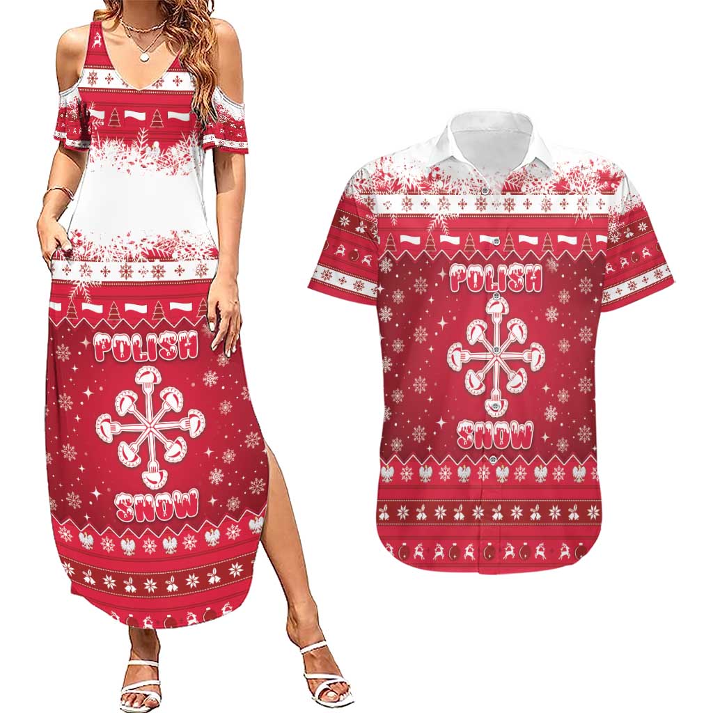 Poland Christmas Couples Matching Summer Maxi Dress and Hawaiian Shirt Pierogi Polish Snow - Wonder Print Shop