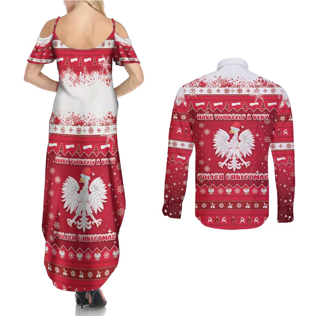 Poland Christmas Couples Matching Summer Maxi Dress and Long Sleeve Button Shirt Pierogi Polish Snow - Wonder Print Shop