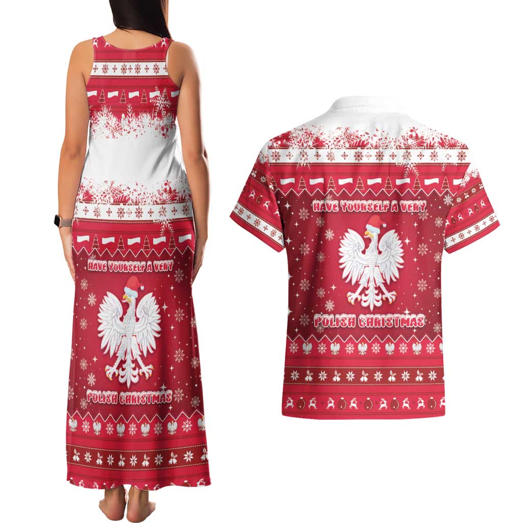 Poland Christmas Couples Matching Tank Maxi Dress and Hawaiian Shirt Pierogi Polish Snow - Wonder Print Shop