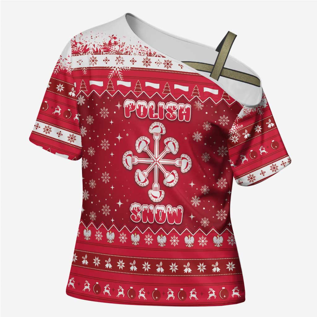 Poland Christmas Cross Shoulder Shirt Pierogi Polish Snow - Wonder Print Shop