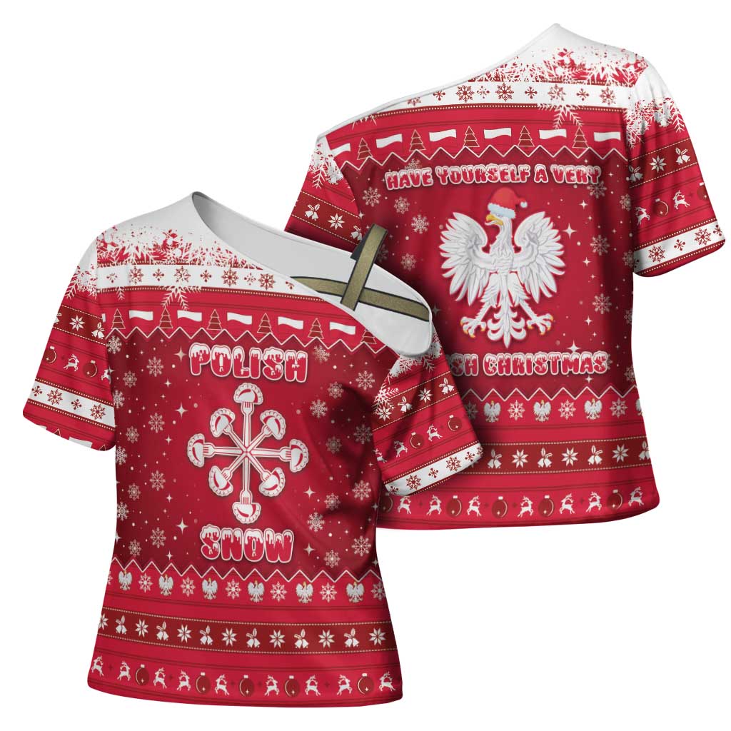 Poland Christmas Cross Shoulder Shirt Pierogi Polish Snow - Wonder Print Shop