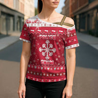 Poland Christmas Cross Shoulder Shirt Pierogi Polish Snow - Wonder Print Shop