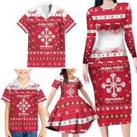 Poland Christmas Family Matching Long Sleeve Bodycon Dress and Hawaiian Shirt Pierogi Polish Snow - Wonder Print Shop
