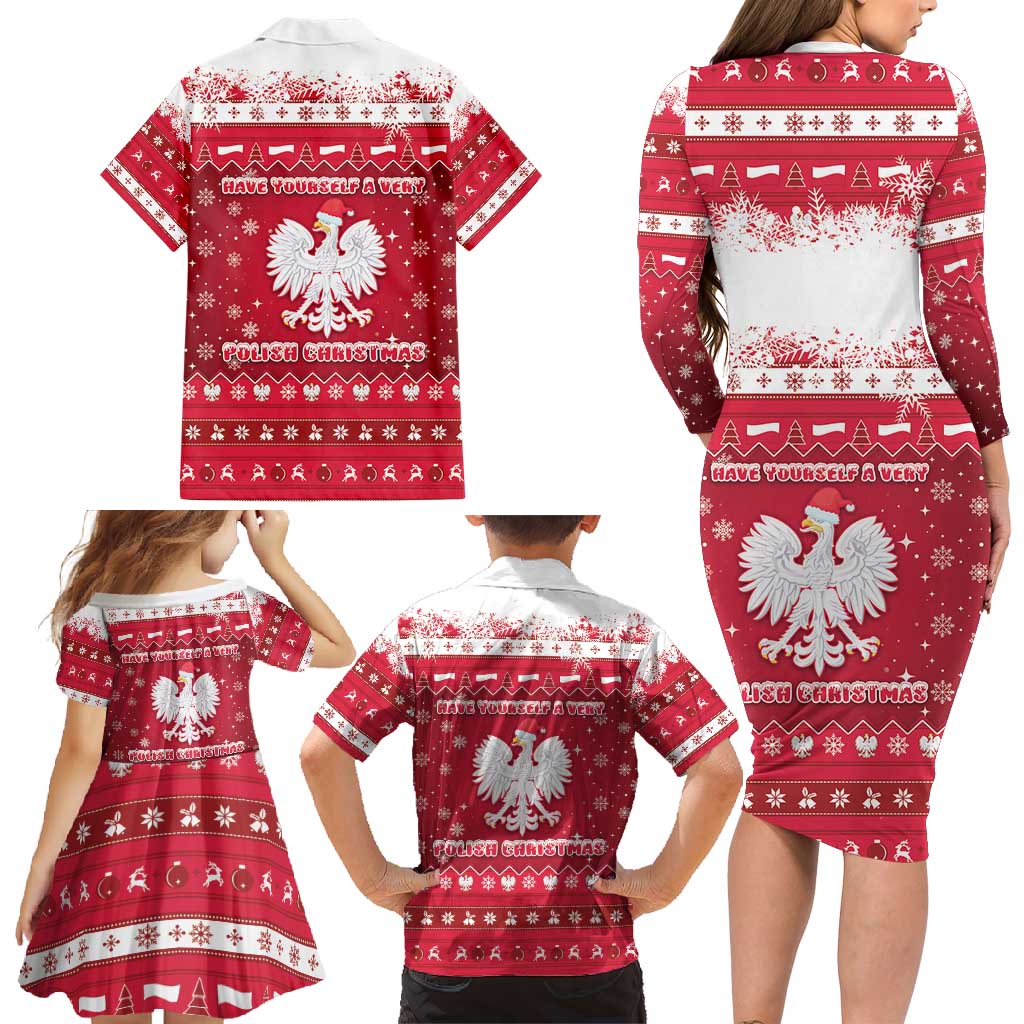 Poland Christmas Family Matching Long Sleeve Bodycon Dress and Hawaiian Shirt Pierogi Polish Snow - Wonder Print Shop
