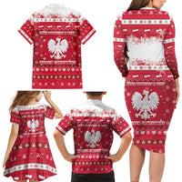 Poland Christmas Family Matching Long Sleeve Bodycon Dress and Hawaiian Shirt Pierogi Polish Snow - Wonder Print Shop