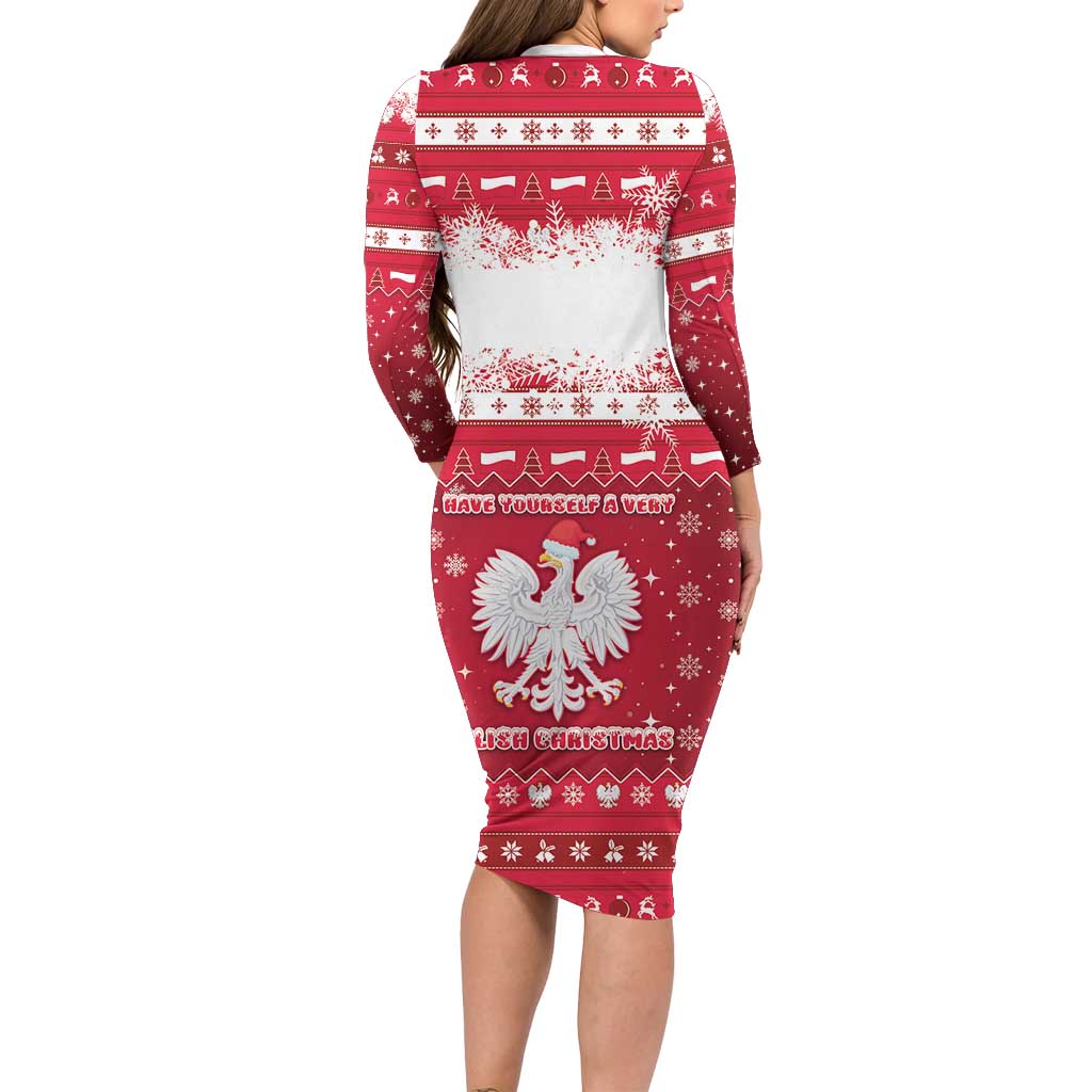 Poland Christmas Family Matching Long Sleeve Bodycon Dress and Hawaiian Shirt Pierogi Polish Snow - Wonder Print Shop