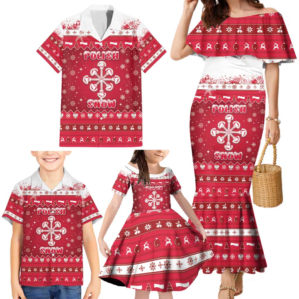 Poland Christmas Family Matching Mermaid Dress and Hawaiian Shirt Pierogi Polish Snow - Wonder Print Shop