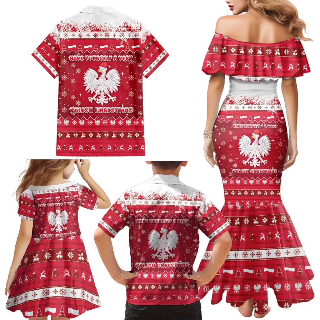 Poland Christmas Family Matching Mermaid Dress and Hawaiian Shirt Pierogi Polish Snow - Wonder Print Shop