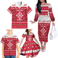 Poland Christmas Family Matching Off The Shoulder Long Sleeve Dress and Hawaiian Shirt Pierogi Polish Snow - Wonder Print Shop