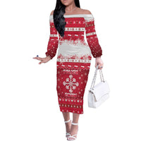 Poland Christmas Family Matching Off The Shoulder Long Sleeve Dress and Hawaiian Shirt Pierogi Polish Snow - Wonder Print Shop