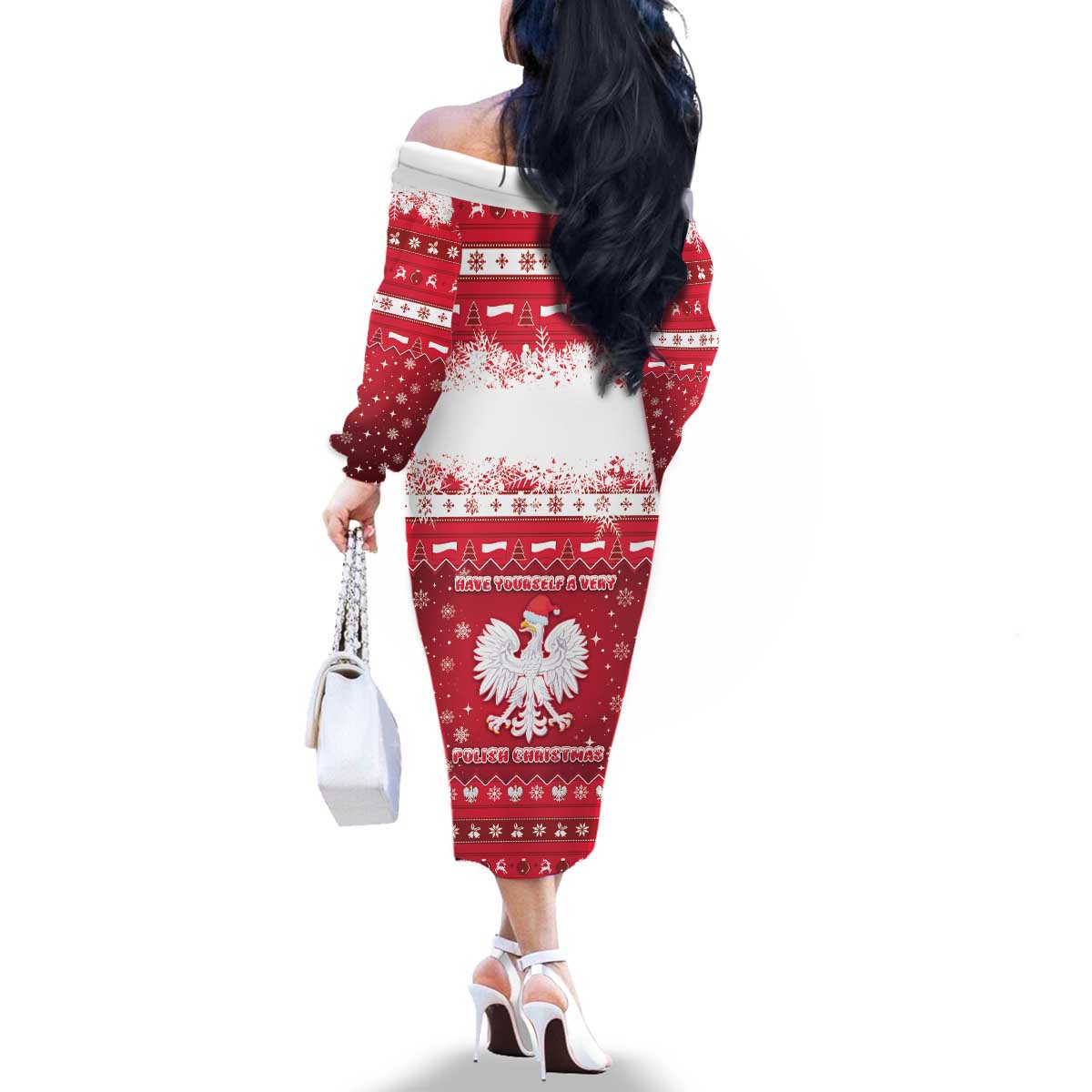 Poland Christmas Family Matching Off The Shoulder Long Sleeve Dress and Hawaiian Shirt Pierogi Polish Snow - Wonder Print Shop