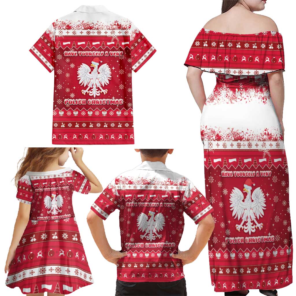 Poland Christmas Family Matching Off Shoulder Maxi Dress and Hawaiian Shirt Pierogi Polish Snow - Wonder Print Shop