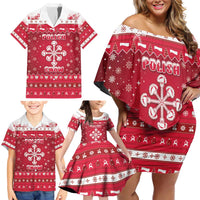 Poland Christmas Family Matching Off Shoulder Short Dress and Hawaiian Shirt Pierogi Polish Snow - Wonder Print Shop