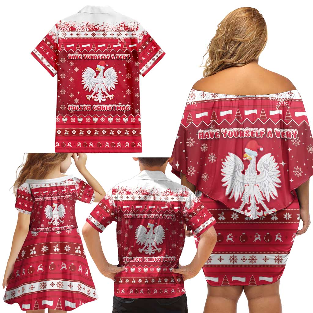 Poland Christmas Family Matching Off Shoulder Short Dress and Hawaiian Shirt Pierogi Polish Snow - Wonder Print Shop