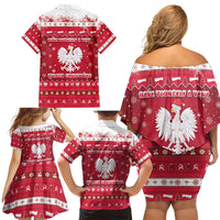 Poland Christmas Family Matching Off Shoulder Short Dress and Hawaiian Shirt Pierogi Polish Snow - Wonder Print Shop