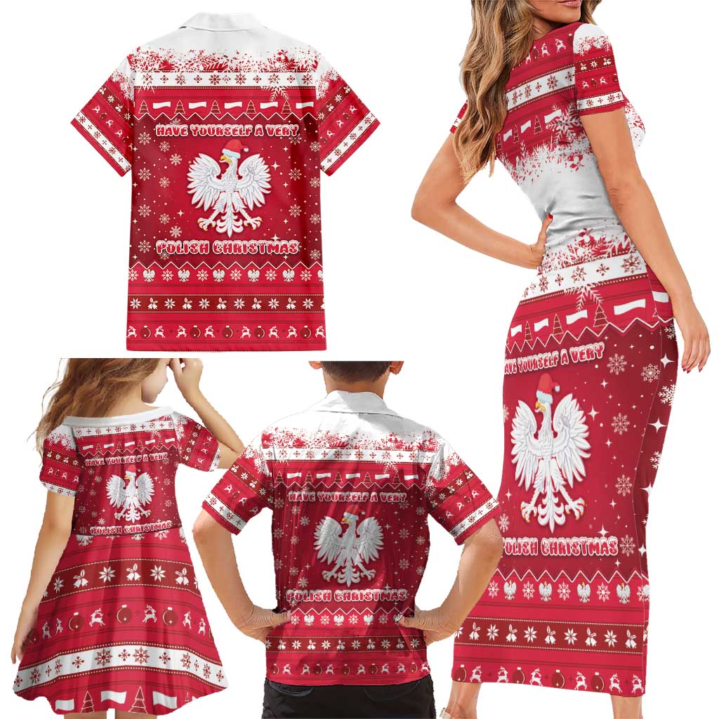Poland Christmas Family Matching Short Sleeve Bodycon Dress and Hawaiian Shirt Pierogi Polish Snow - Wonder Print Shop