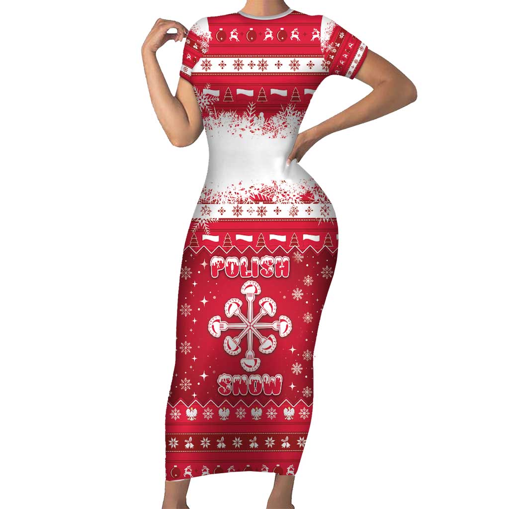 Poland Christmas Family Matching Short Sleeve Bodycon Dress and Hawaiian Shirt Pierogi Polish Snow - Wonder Print Shop