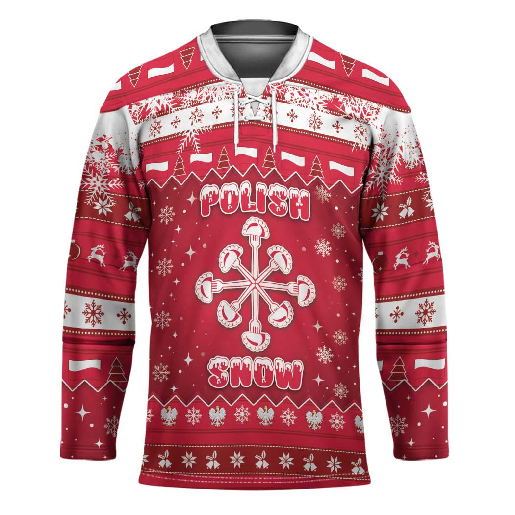 Poland Christmas Hockey Jersey Pierogi Polish Snow - Wonder Print Shop