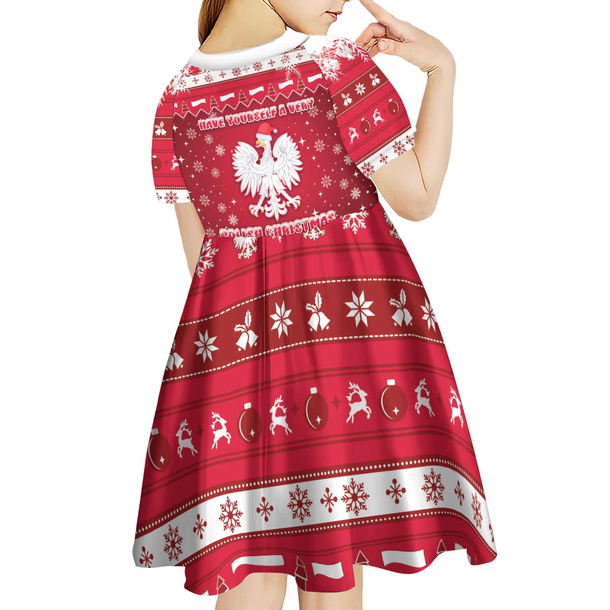 Poland Christmas Kid Short Sleeve Dress Pierogi Polish Snow - Wonder Print Shop