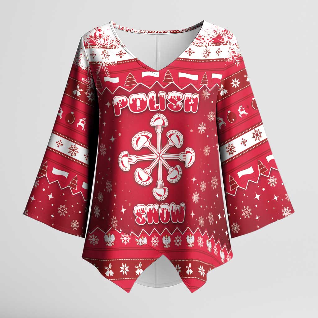Poland Christmas Kimono Sleeve Blouse Pierogi Polish Snow - Wonder Print Shop