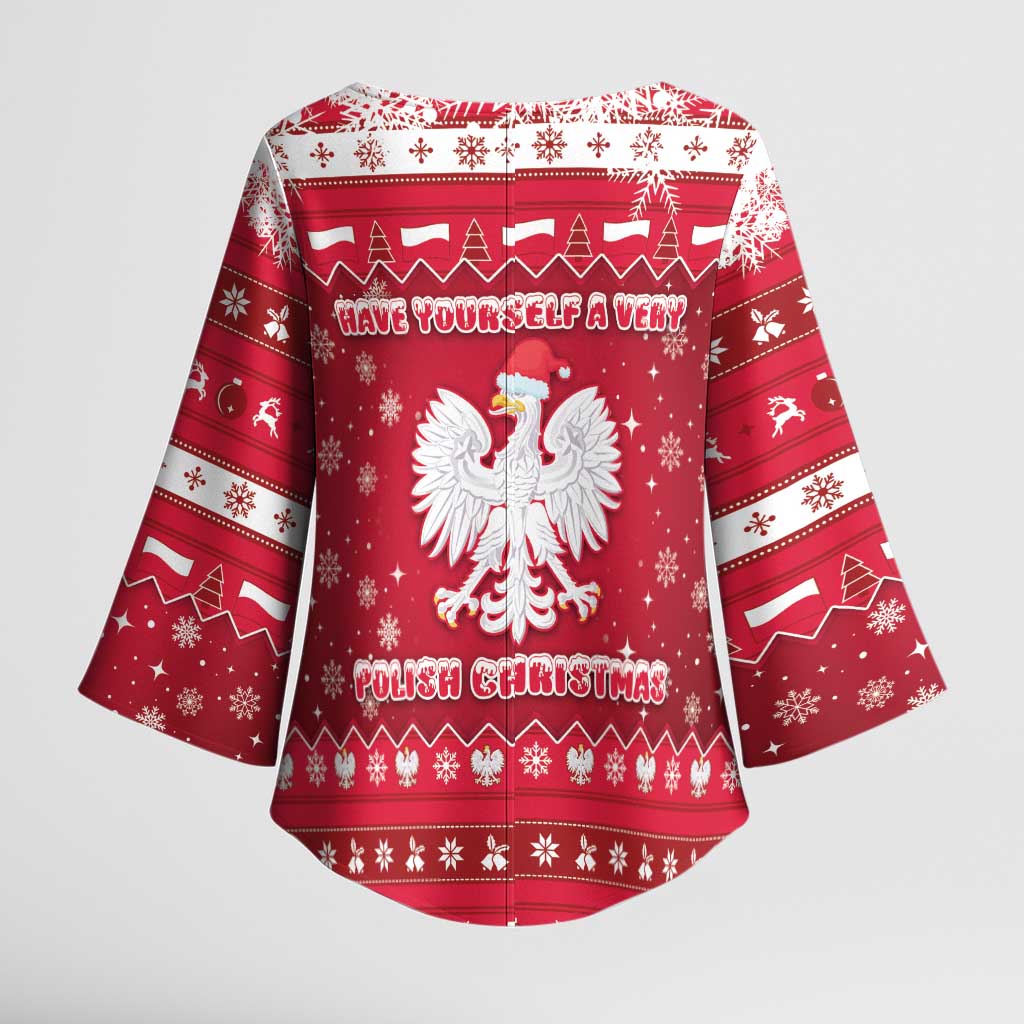 Poland Christmas Kimono Sleeve Blouse Pierogi Polish Snow - Wonder Print Shop