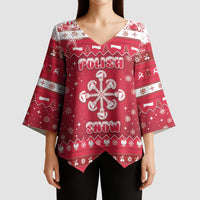 Poland Christmas Kimono Sleeve Blouse Pierogi Polish Snow - Wonder Print Shop