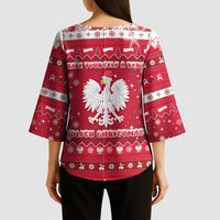 Poland Christmas Kimono Sleeve Blouse Pierogi Polish Snow - Wonder Print Shop