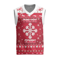 Poland Christmas Knitted V-Neck Vest Pierogi Polish Snow - Wonder Print Shop