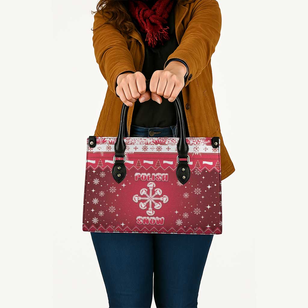 Poland Christmas Leather Bag Pierogi Polish Snow - Wonder Print Shop
