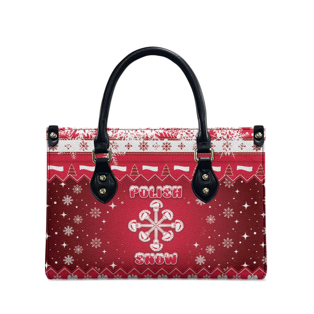 Poland Christmas Leather Bag Pierogi Polish Snow - Wonder Print Shop