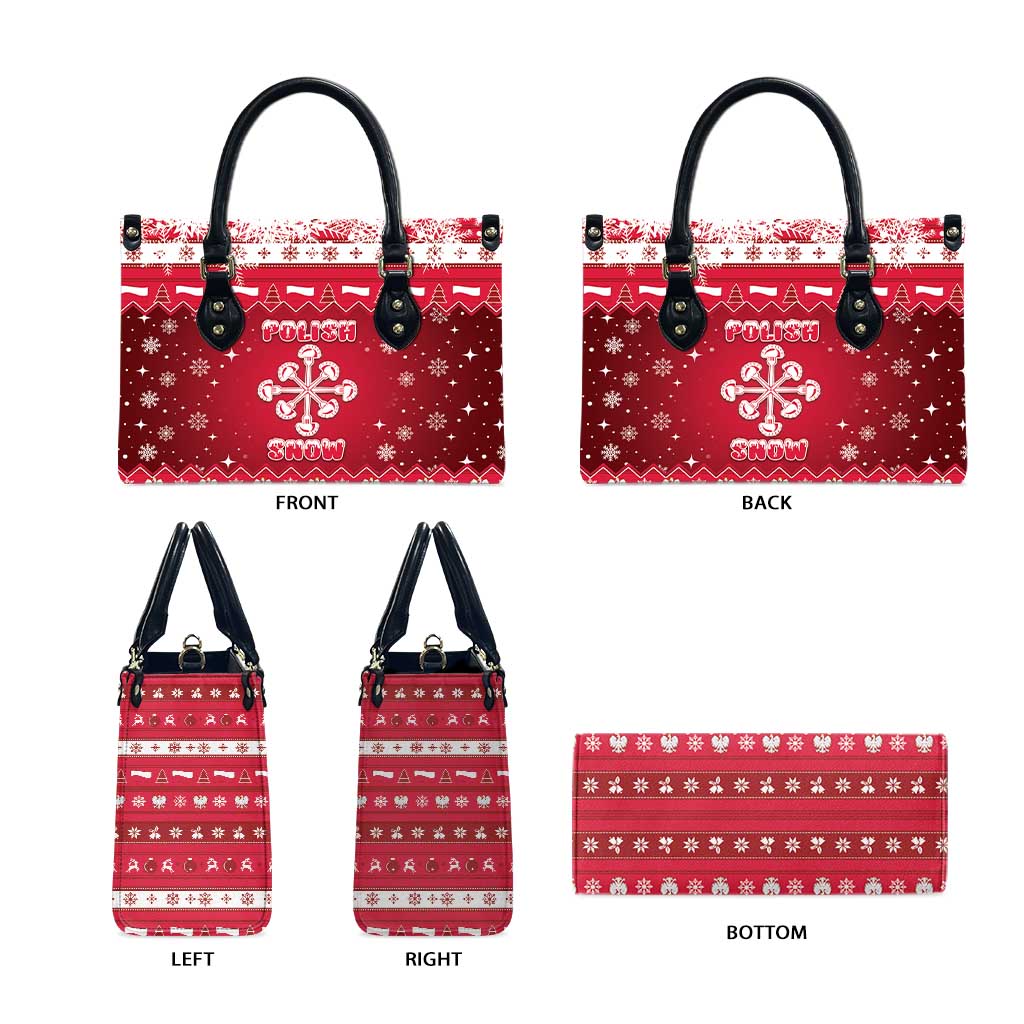 Poland Christmas Leather Bag Pierogi Polish Snow - Wonder Print Shop