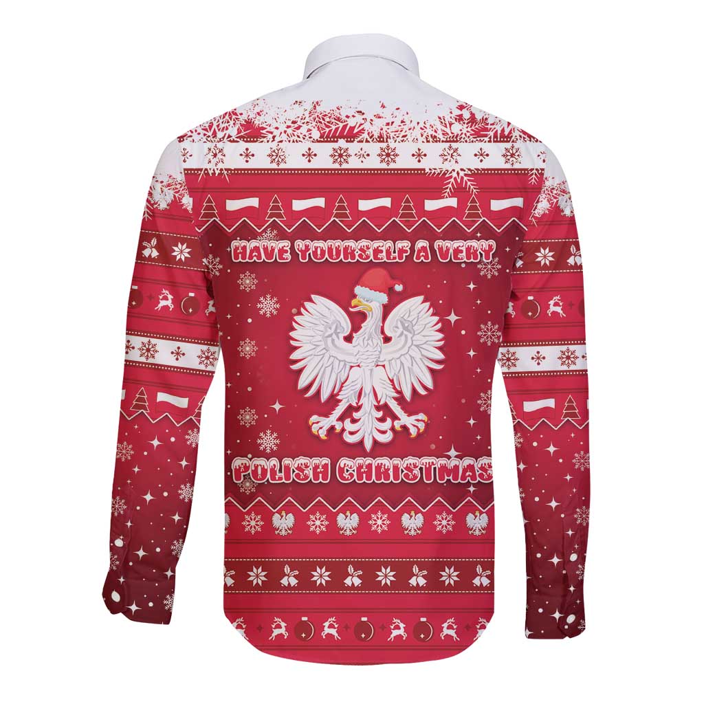 Poland Christmas Long Sleeve Button Shirt Pierogi Polish Snow - Wonder Print Shop
