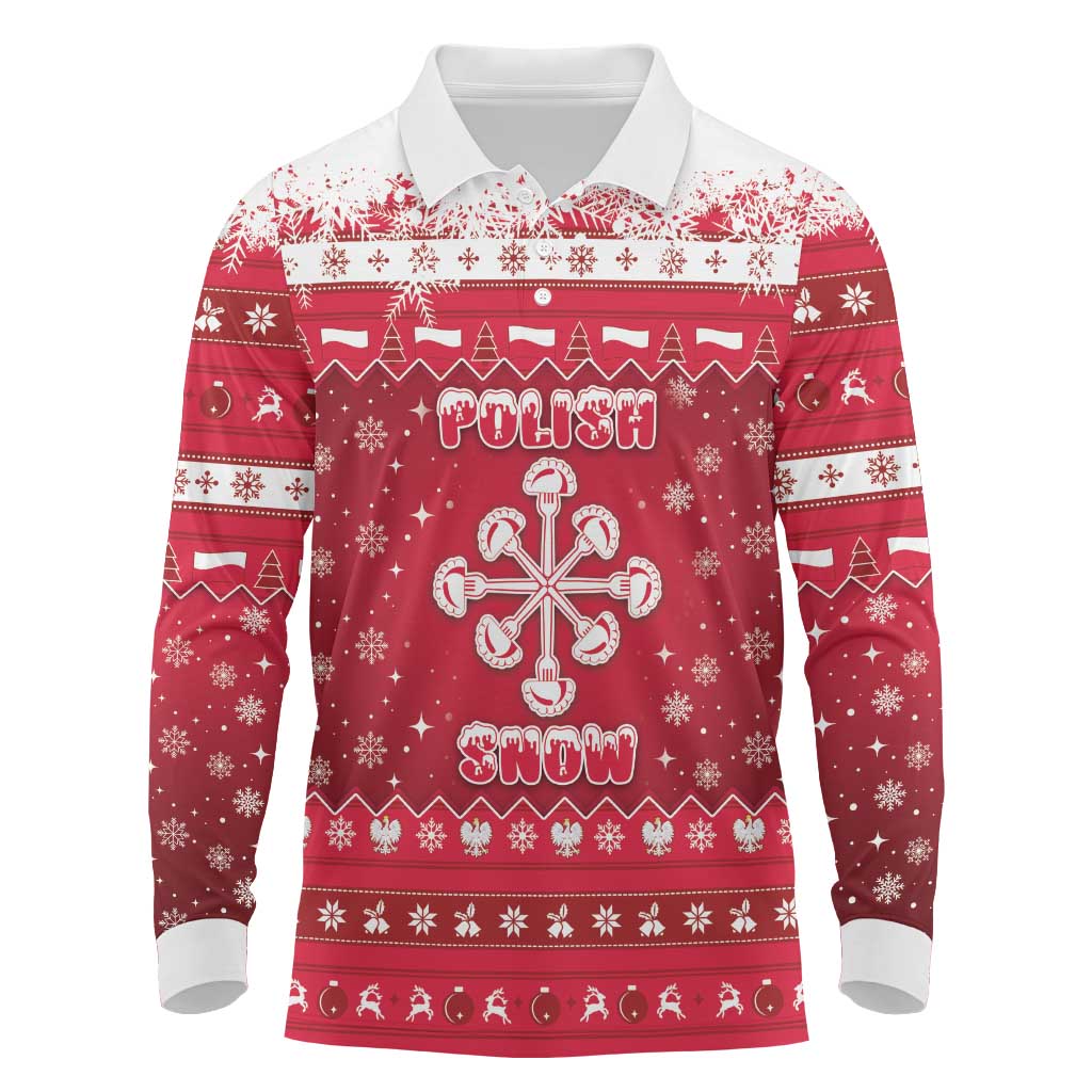 Poland Christmas Long Sleeve Polo Shirt Pierogi Polish Snow - Wonder Print Shop