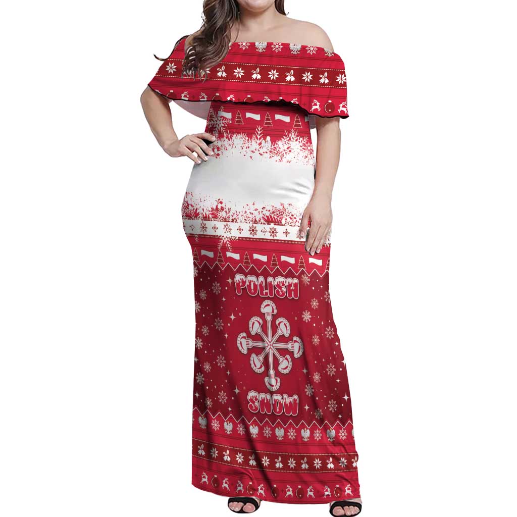 Poland Christmas Off Shoulder Maxi Dress Pierogi Polish Snow - Wonder Print Shop