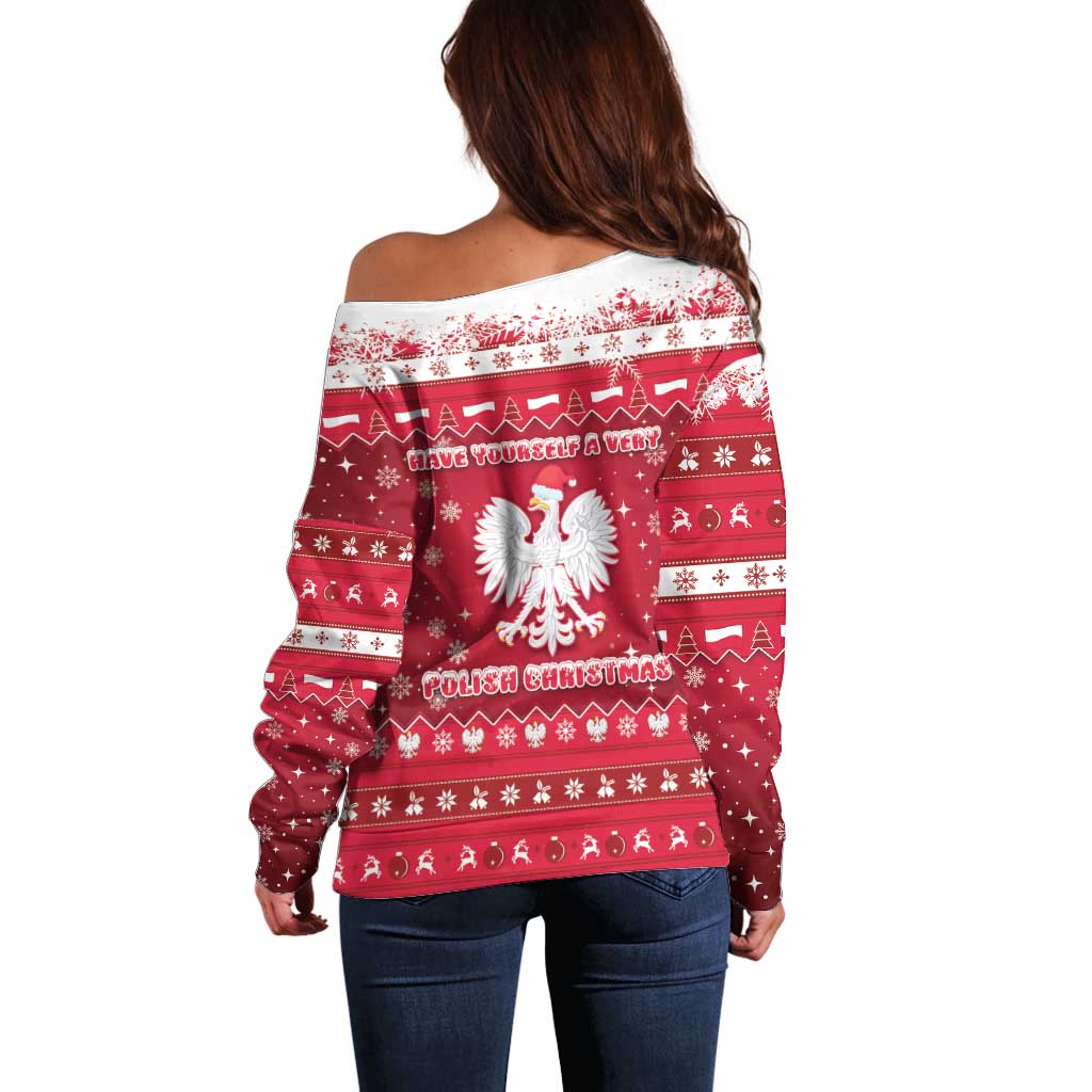 Poland Christmas Off Shoulder Sweater Pierogi Polish Snow - Wonder Print Shop