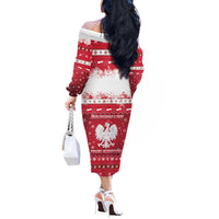 Poland Christmas Off The Shoulder Long Sleeve Dress Pierogi Polish Snow - Wonder Print Shop