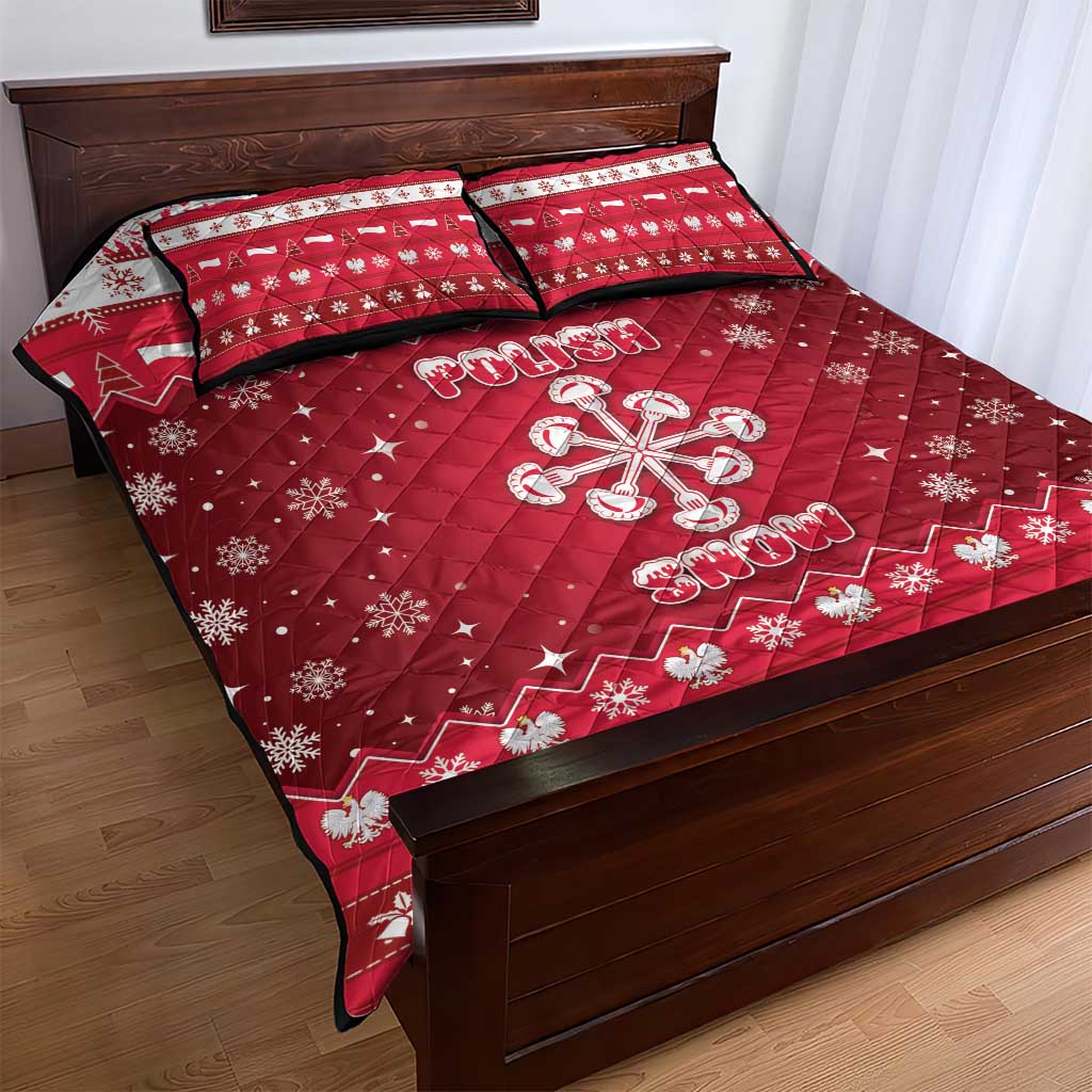 Poland Christmas Quilt Bed Set Pierogi Polish Snow - Wonder Print Shop