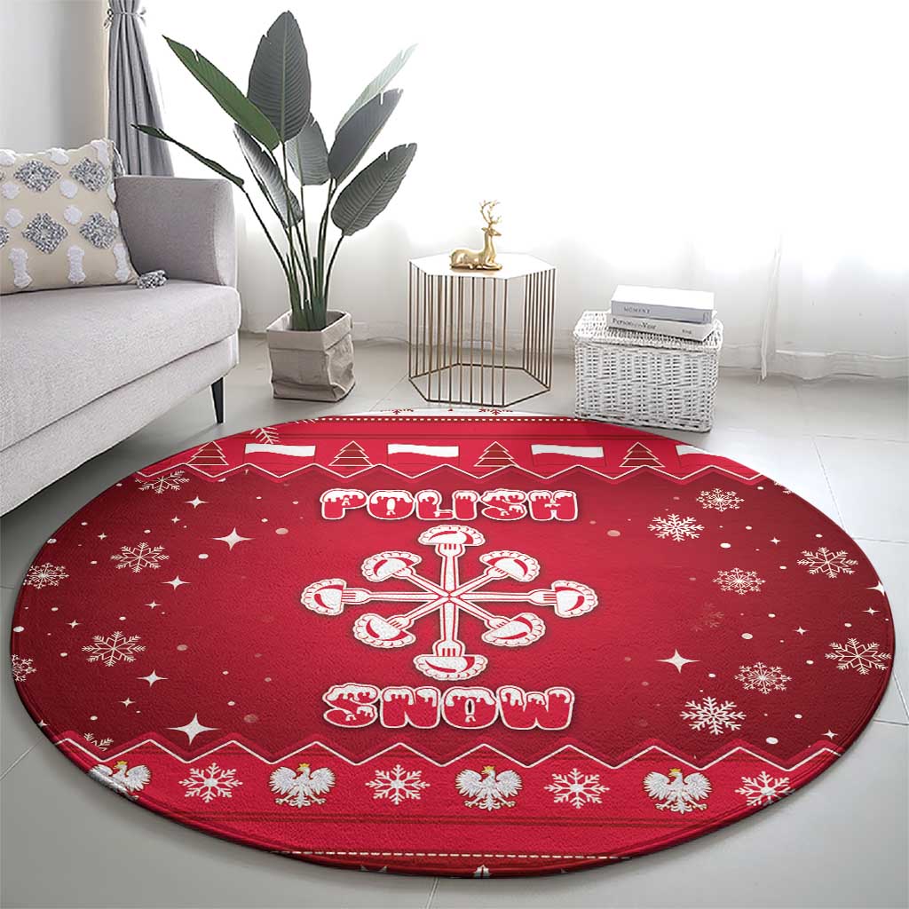 Poland Christmas Round Carpet Pierogi Polish Snow - Wonder Print Shop