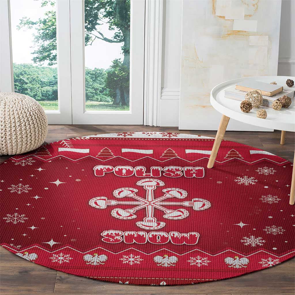 Poland Christmas Round Carpet Pierogi Polish Snow - Wonder Print Shop