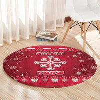 Poland Christmas Round Carpet Pierogi Polish Snow - Wonder Print Shop